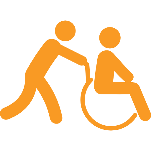 Icon of a person in a wheelchair linking to the caring for other people section.