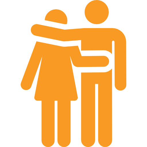 Icon of a people hugging linking to the how to get support section.