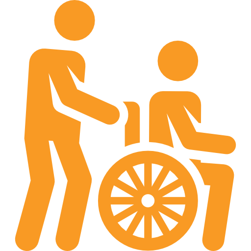Icon of people with a wheelchair linking to the disabled facilities grants section.